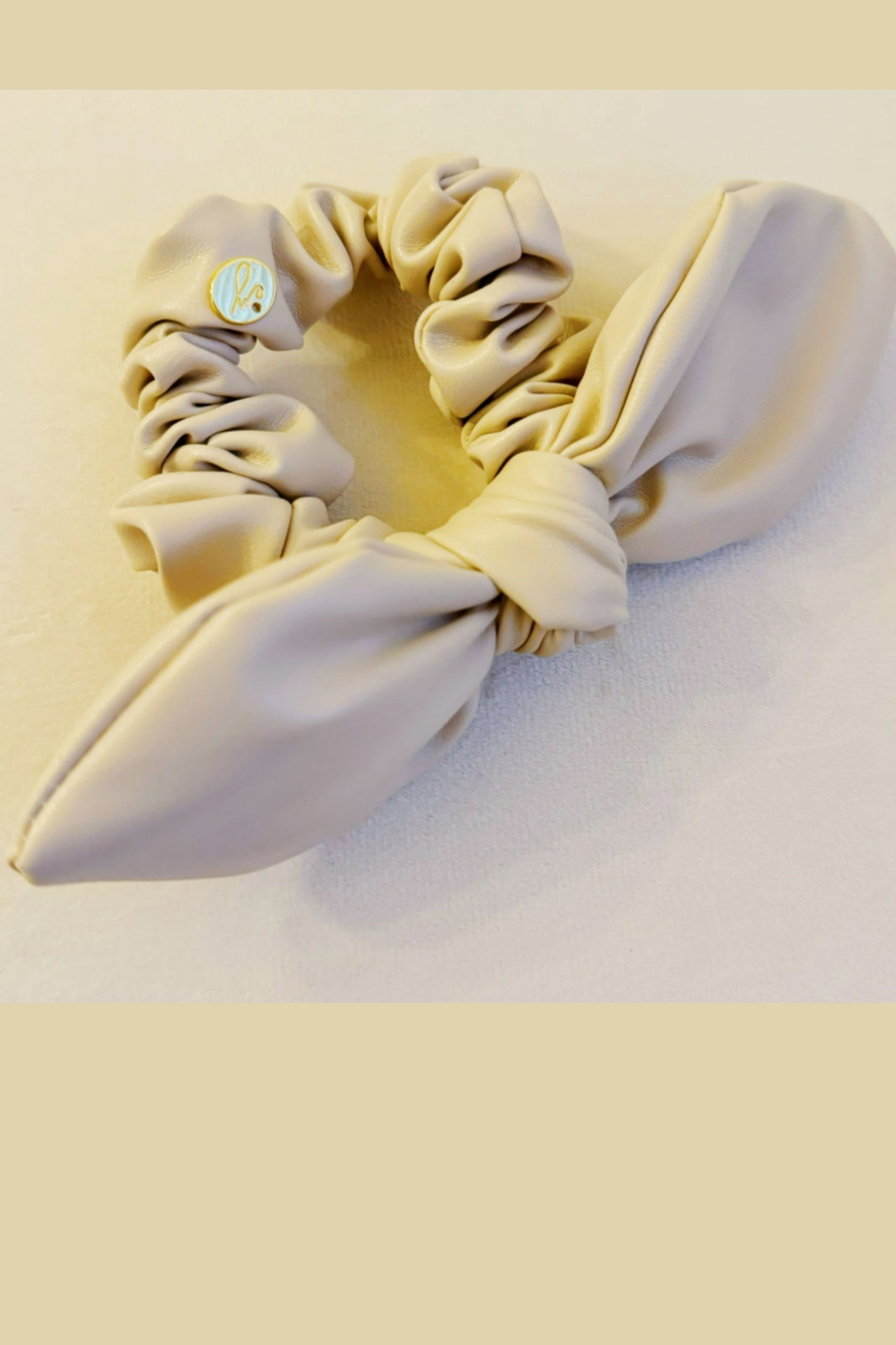 Ivory Leather Hair Tie Scrunch