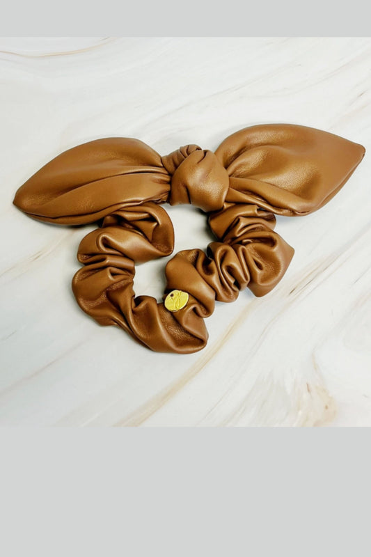 Brown Leather Hair Tie Scrunch