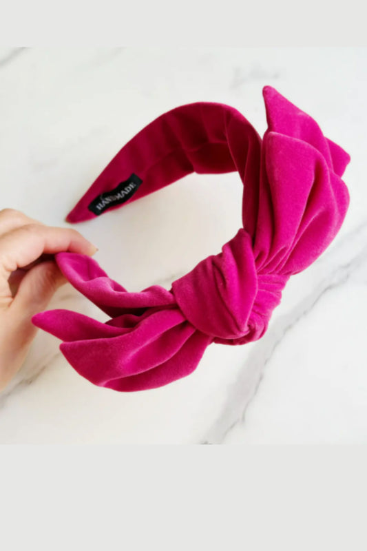 Pink Velvet Bow Headband