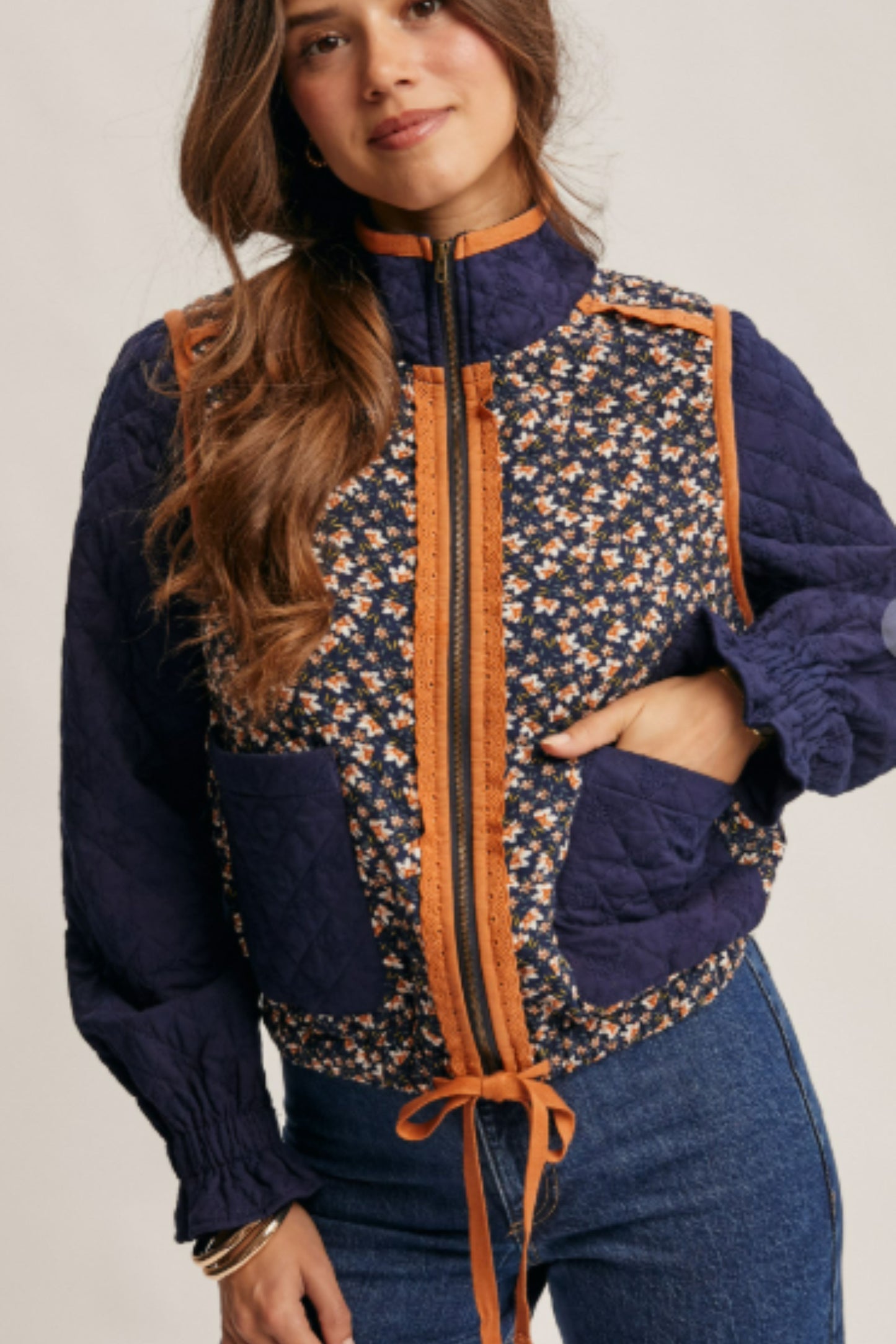 Forte Quilted Floral Zip Jacket