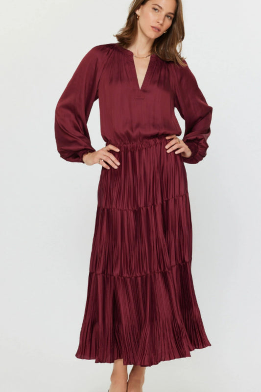 Current Air Burgundy Pleated Skirt