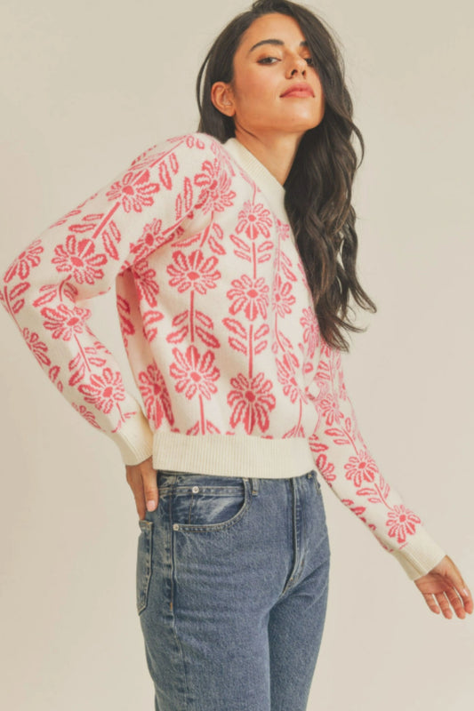 &Merci Electric Pink Floral Sweater