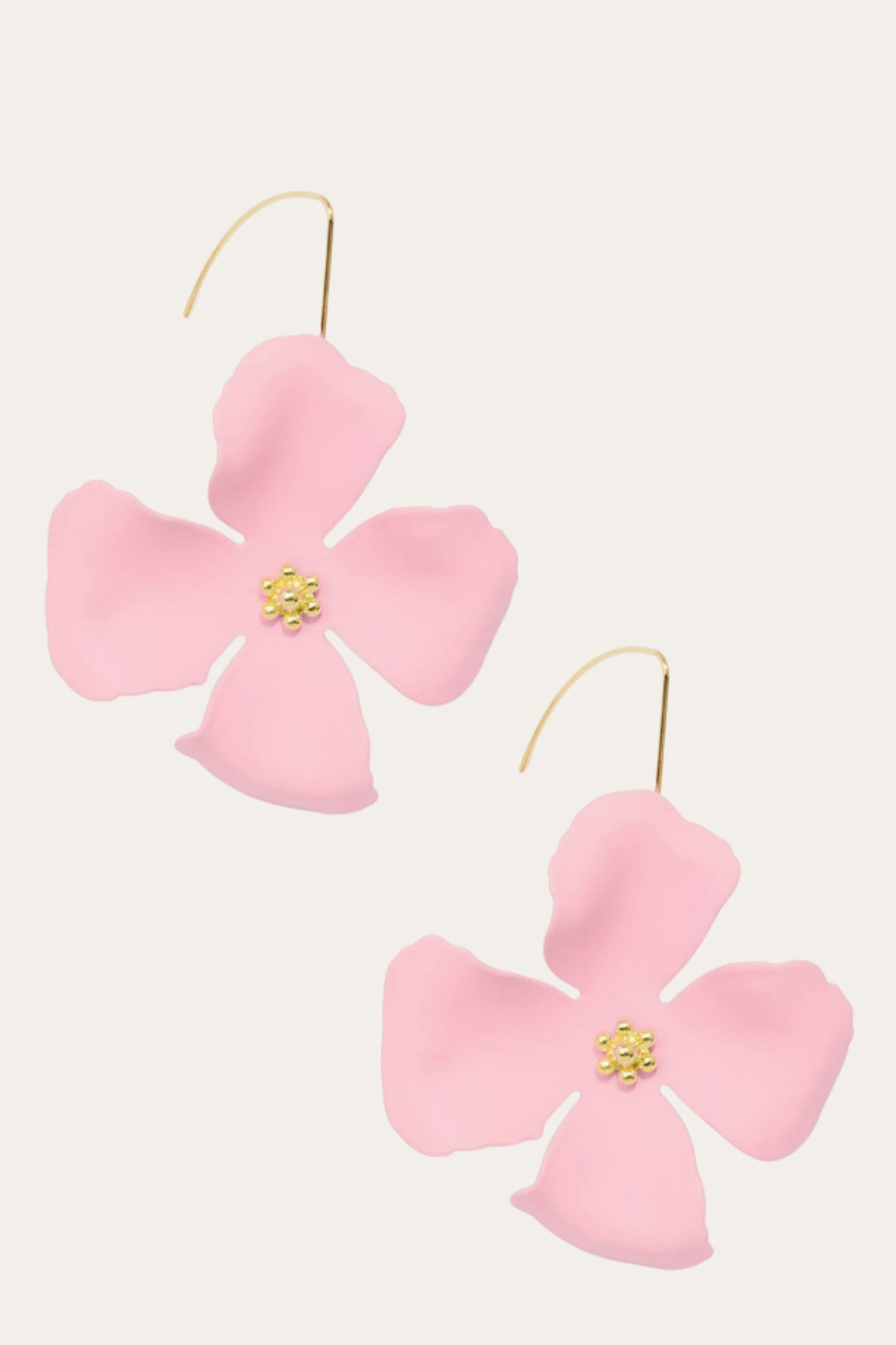 ZENZII Pink Matte Flower Threader Drop Earrings
