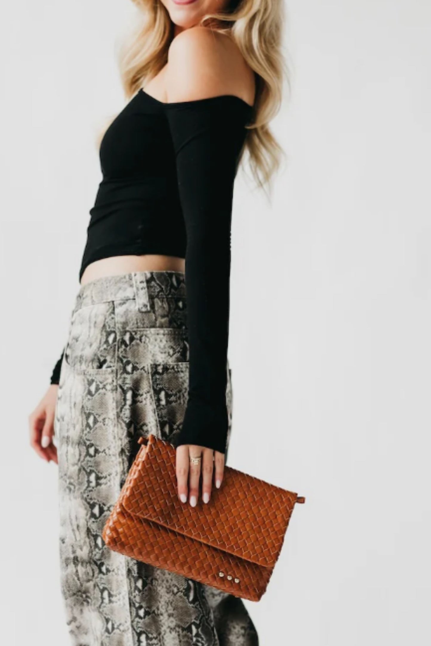 Brown Wrenlee Woven Flap Crossbody Bag