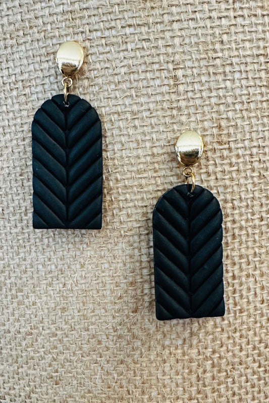 Black Clay Art Deco Earrings