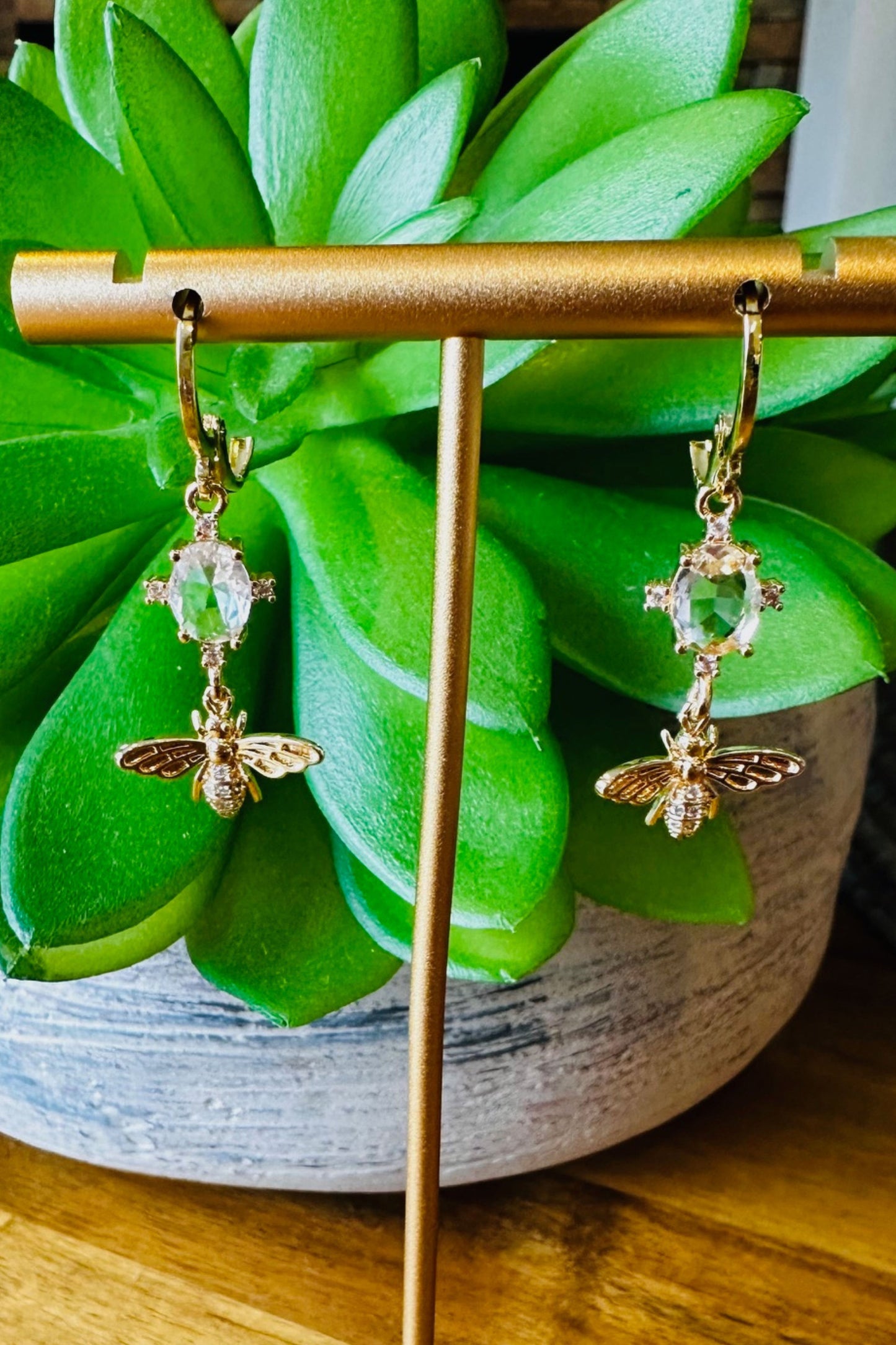 French Bee Crystal Earrings