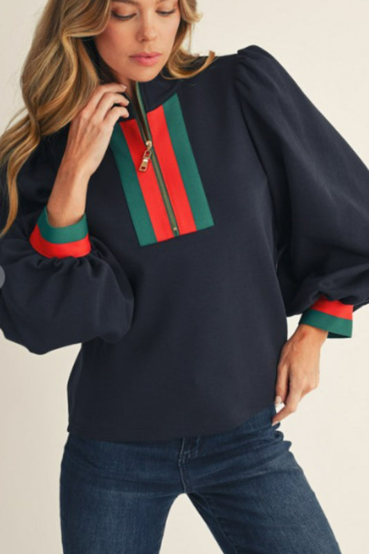 Jodifyl Navy Color Rib Top