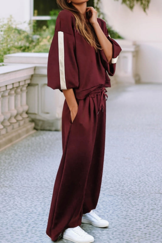 Burgundy Lounge & Travel Top and Pants Set