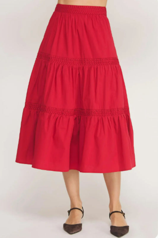 Strut & Bolt Cherry Red Midi Skirt