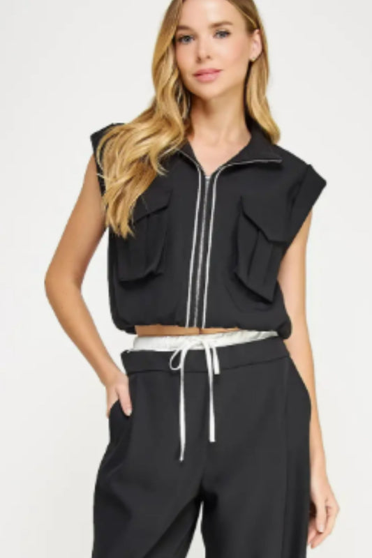 Strut & Bolt Black Detail Vest Top