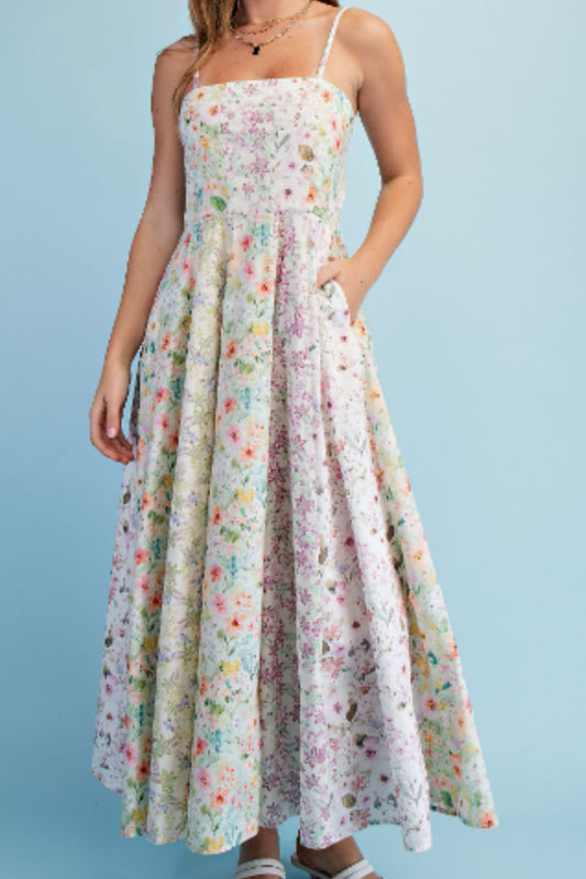 Mixed Floral Midi Dress
