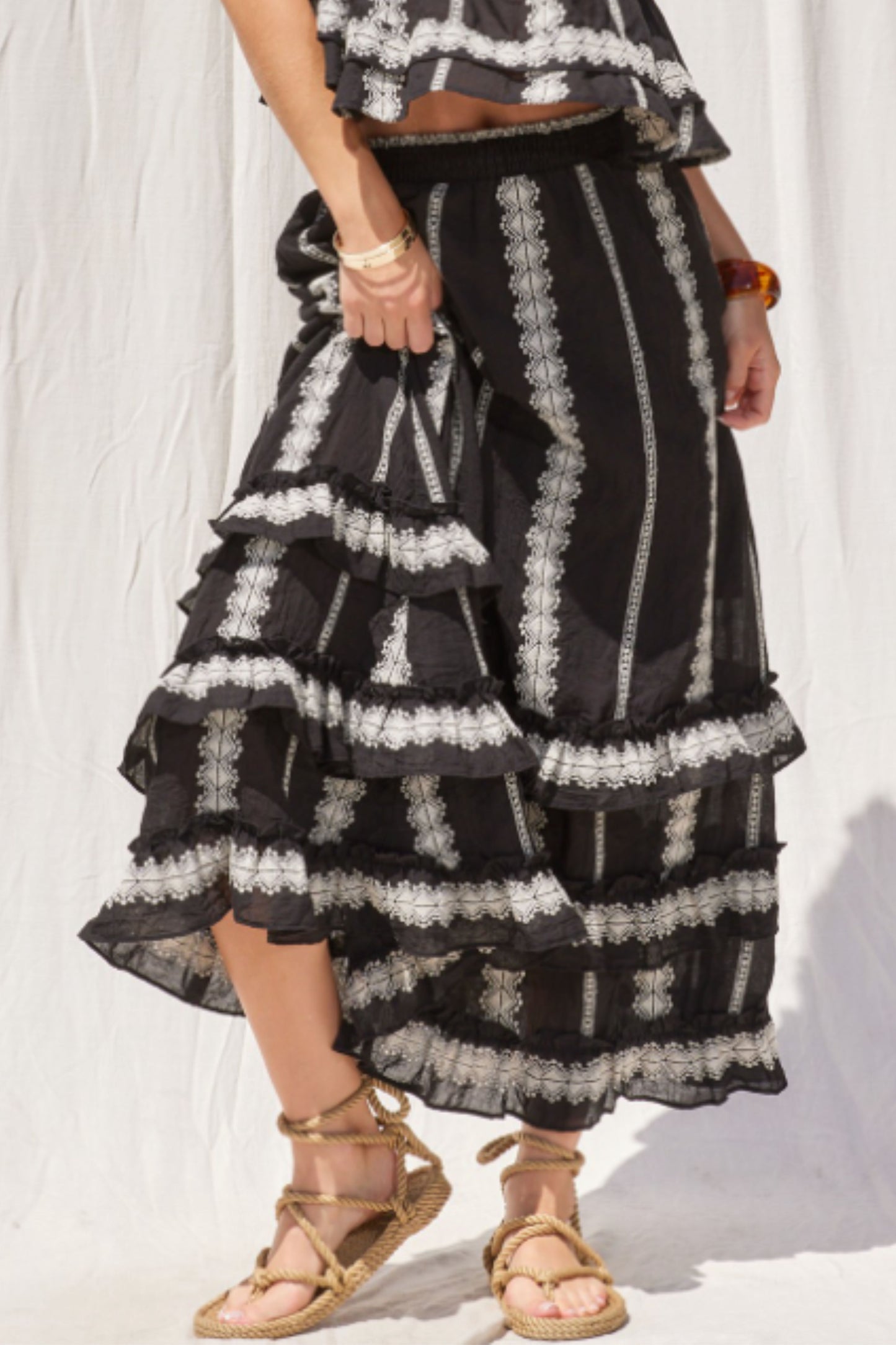 Black Embroidered Skirt