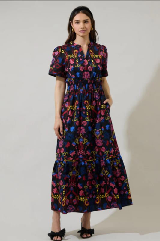 Sugarlips Palmero Midnight Belraj Poplin Maxi Dress