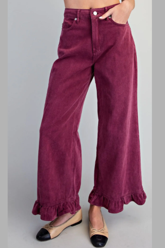 ee:some Sangria Ruffle Hem Pants
