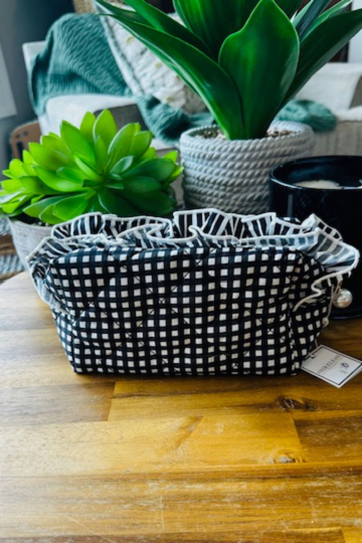 Black and White Checked Makeup Toiletries Bag