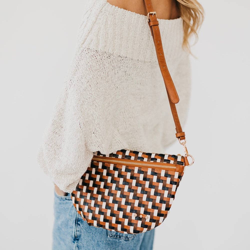 Multi Brown Diagonal Woven Westlyn Bum Bag
