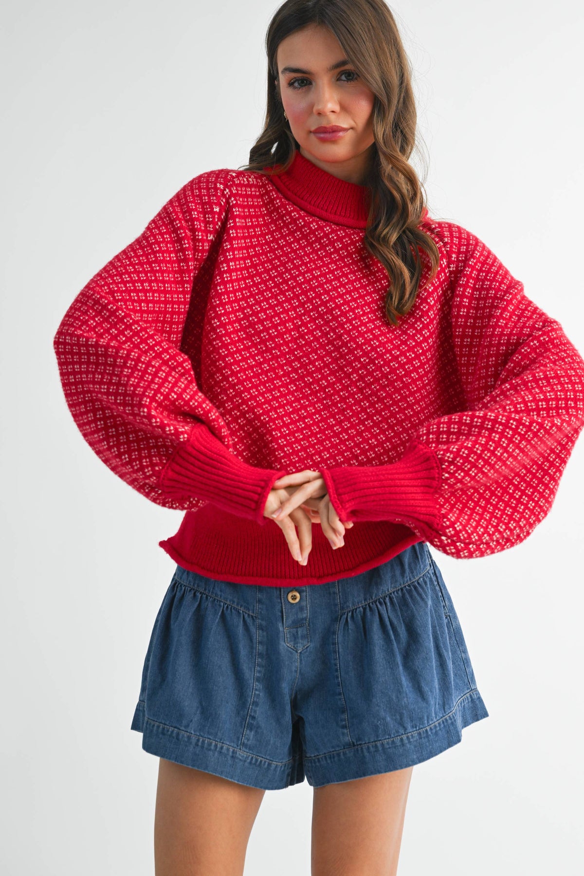 Aemi Red Pattern Sweater