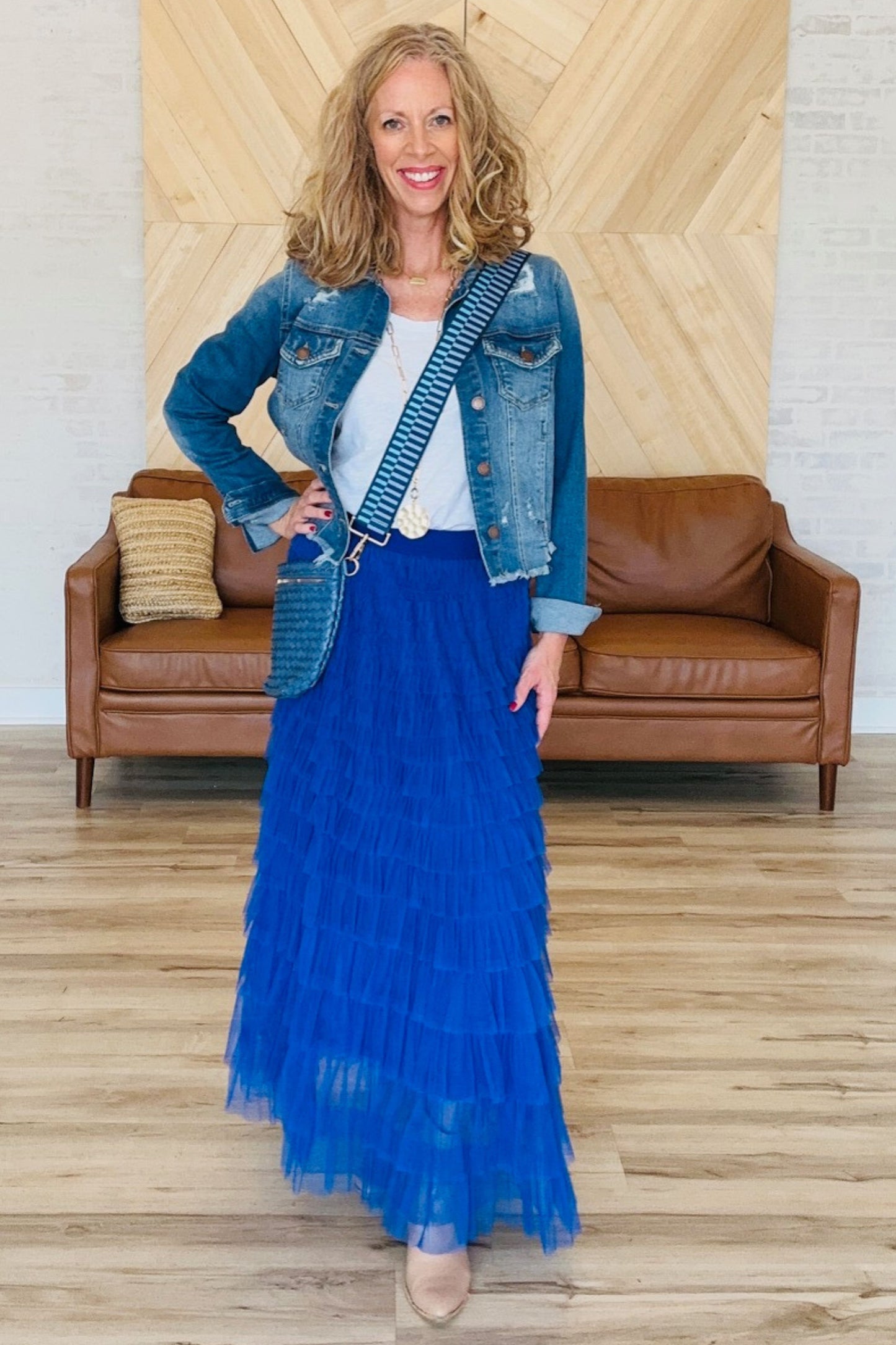 Blue Tiered Ruffle Skirt