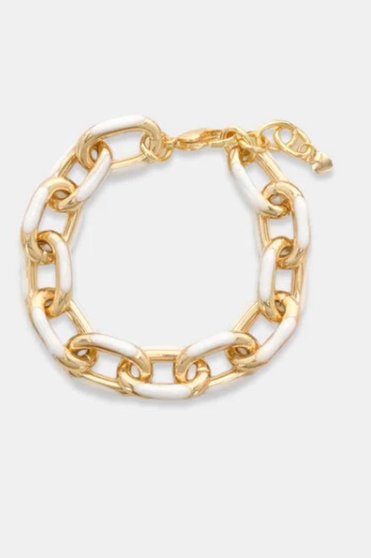 White and Gold Chain Bracelet