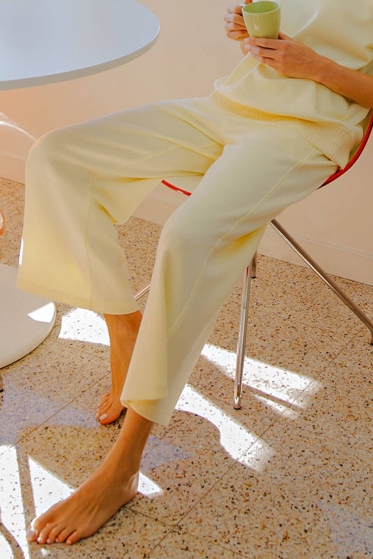 Rae Mode Butter Yellow Wide Scuba Fabric Pants