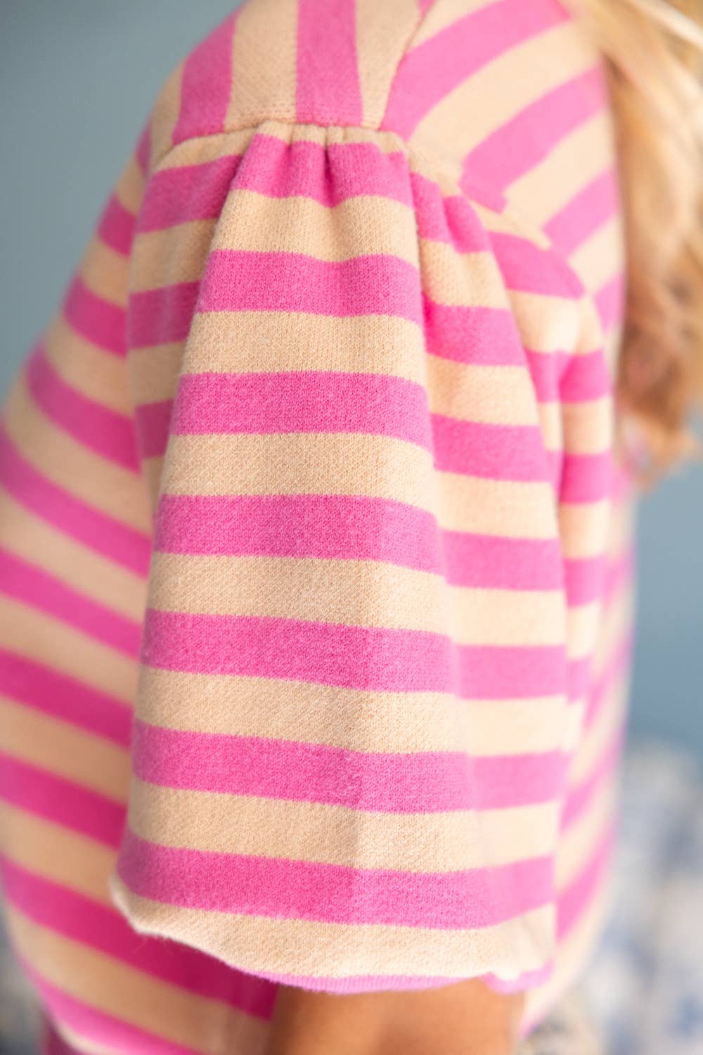 VOY Pink Stripe Printed Soft Top