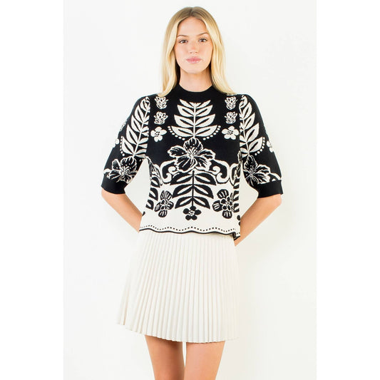 THML Black Knit Pattern Top