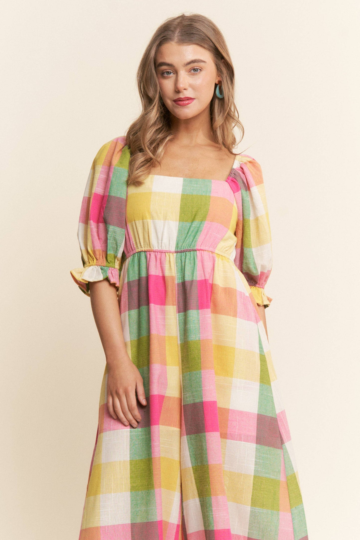 Checkered Wide Leg Jumpsuit