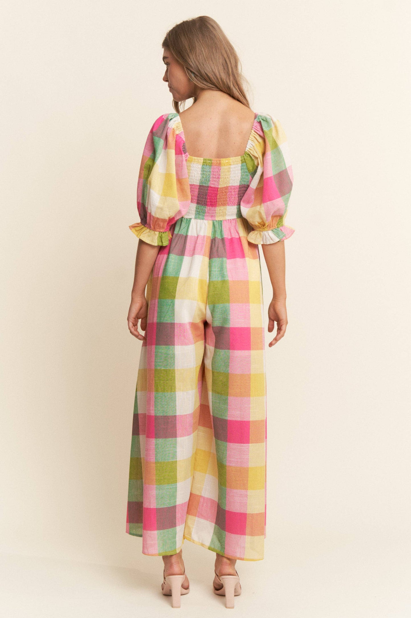 Checkered Wide Leg Jumpsuit