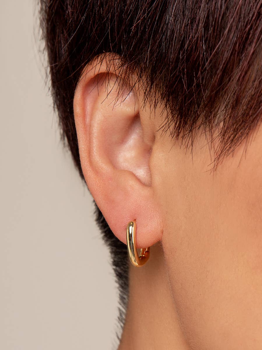 Gold Small Chunky U-Shape Huggie Earrings