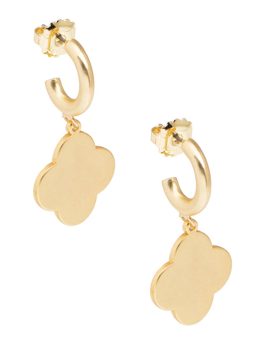 Gold Quatrefoil Hoop Earrings