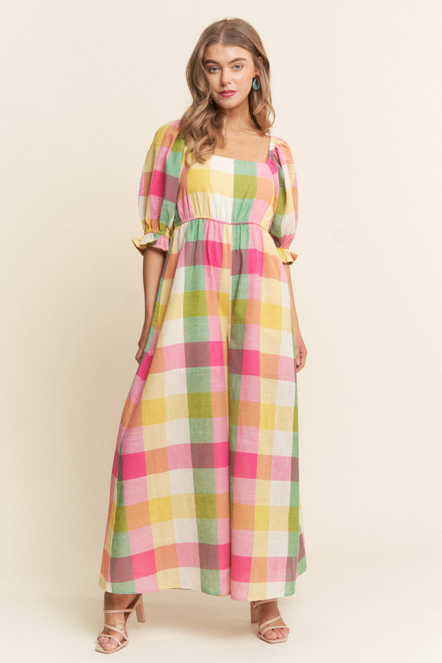 Checkered Wide Leg Jumpsuit