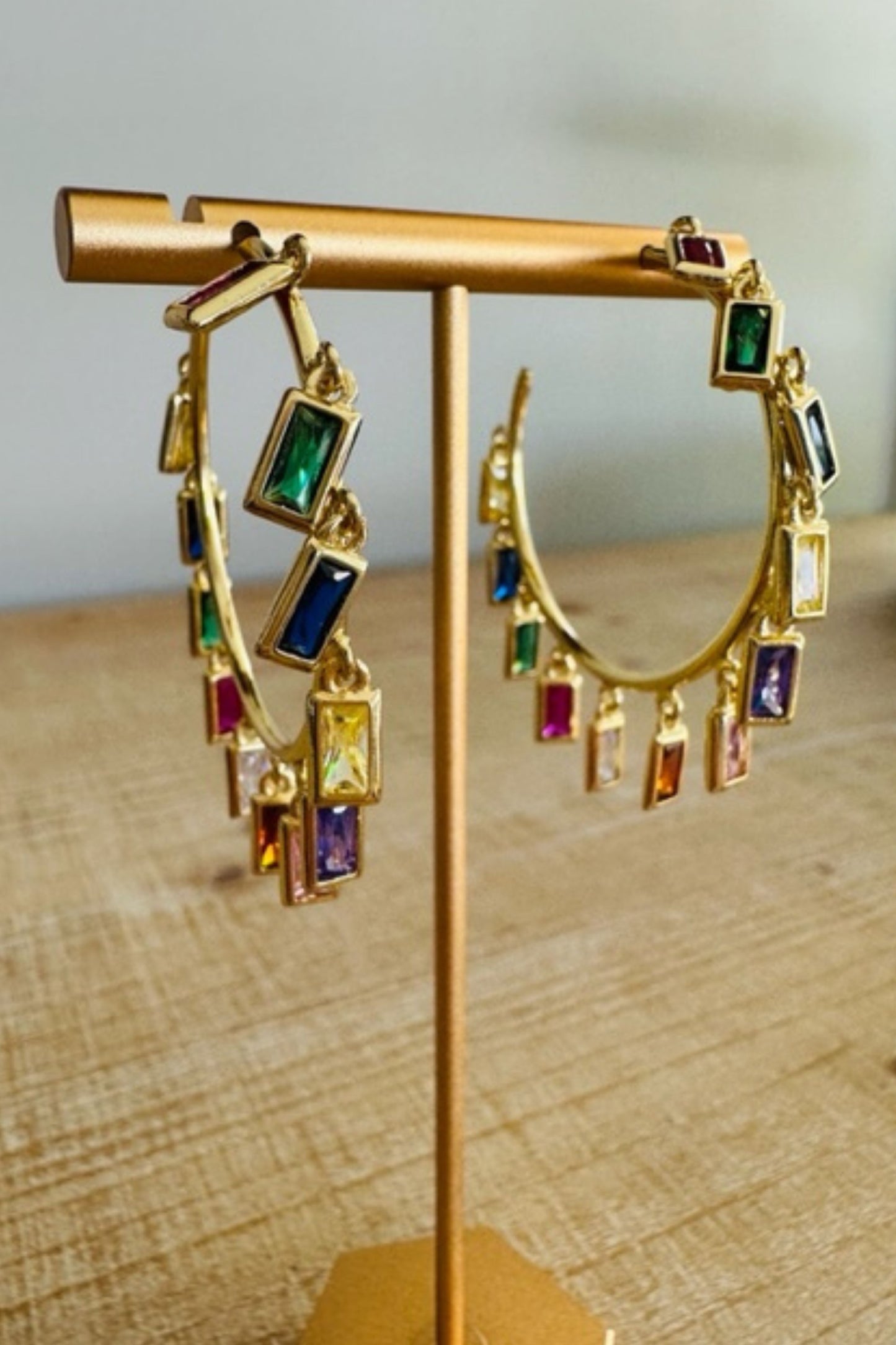 Rectangle Bejeweled Multicolor Earrings
