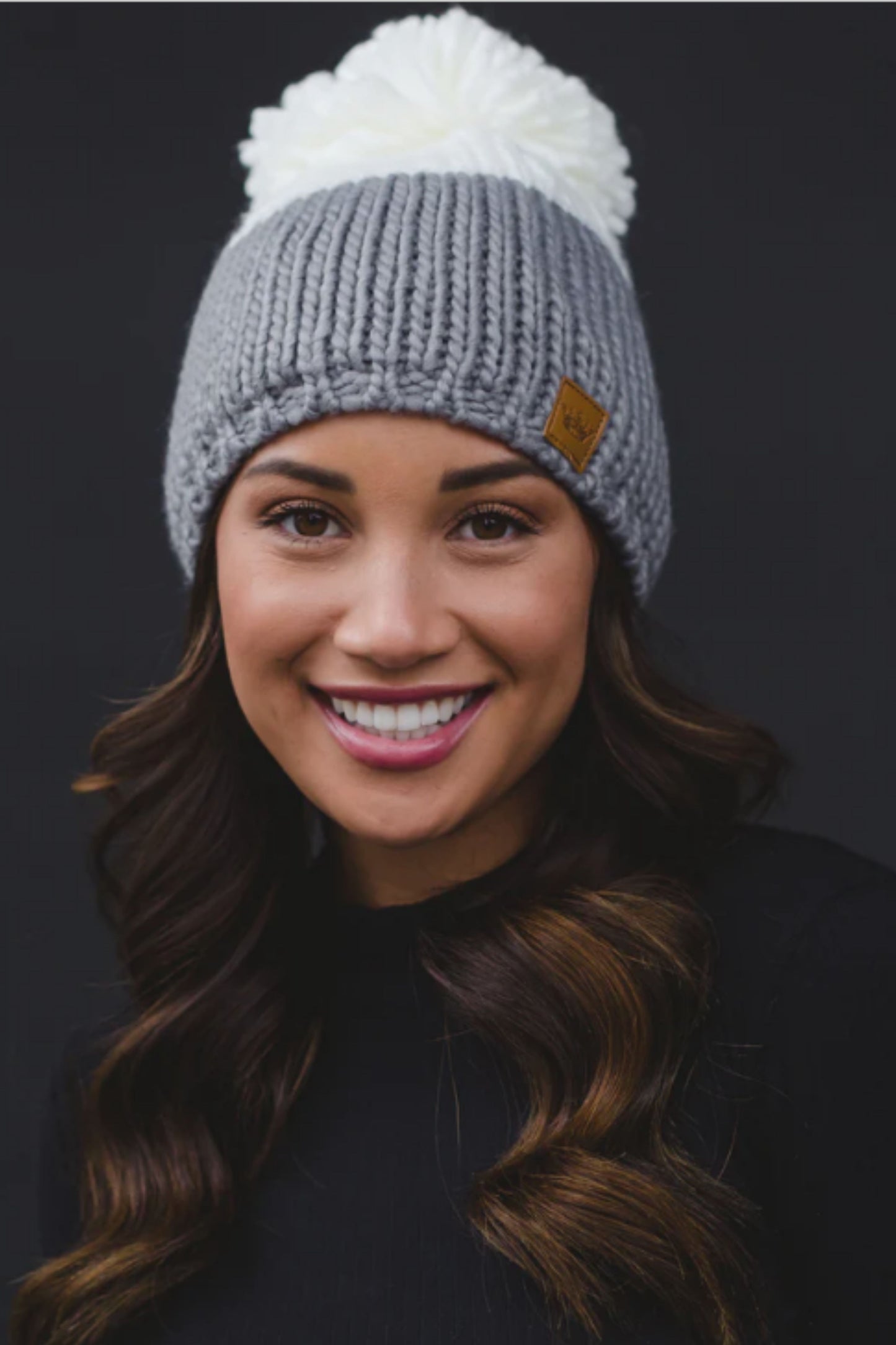 Gray and White Knit Hat