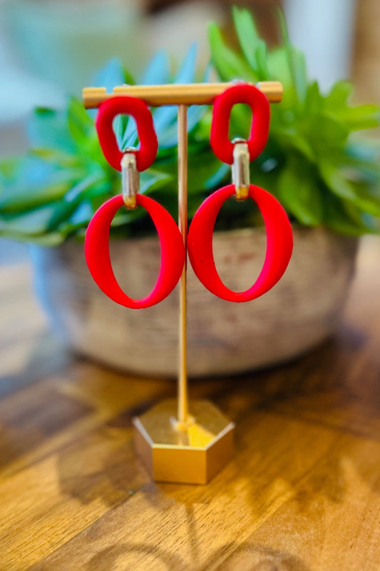 Red Double Ring Earrings