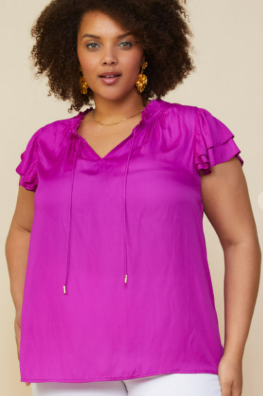 Skies Are Blue Magenta Plus Size Top