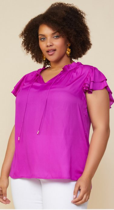 Skies Are Blue Magenta Plus Size Top