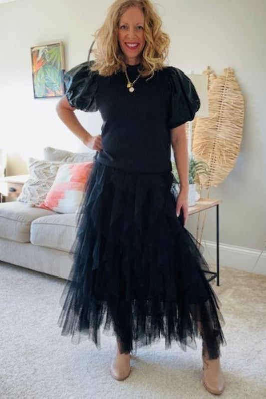 Black Tiered Ruffle Skirt