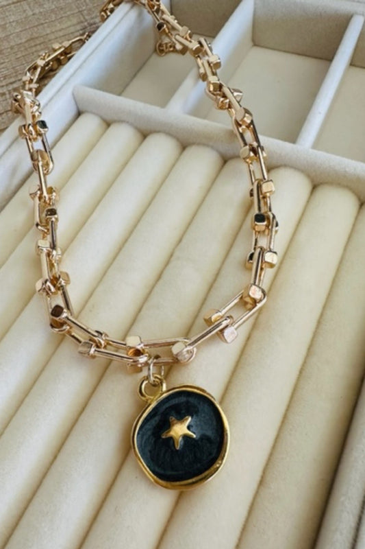 Black Enamel Star Necklace
