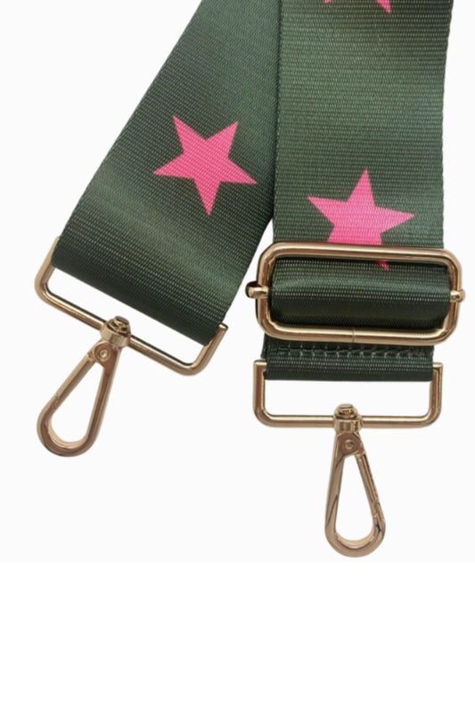 Green and Pink Stars Purse Guitar Strap