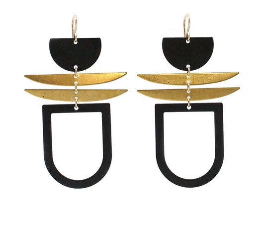 Tribal Black and Gold Earrings